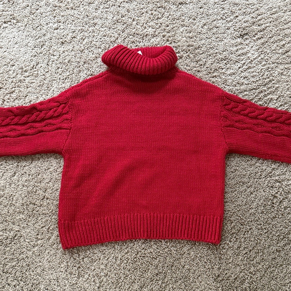 H&M Rich Red Cable Knit Chunky Turtleneck Sweater - Picture 3 of 10